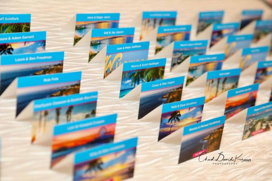 Beach Themed Place Cards with Photos to Match Table Signs