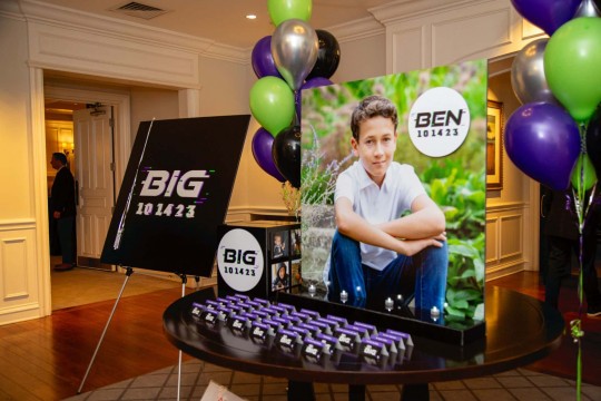 Bar Mitzvah Entrance Display with Blowup Photo, Custom Logo Place Cards & Logo Sign in Board at Tamarack Country Club
