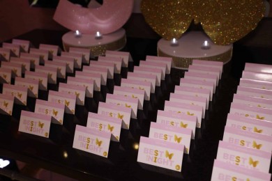 Custom Logo Place Cards for Butterfly Themed Sweet 16