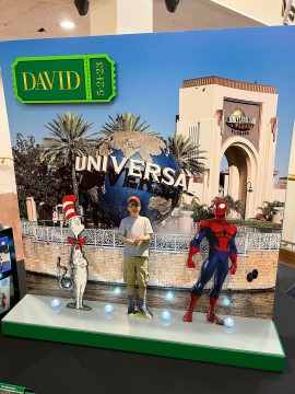 Universal Studios Themed Entrance Display with Character Cutouts for Amusement Park Themed Bar Mitzvah