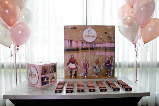 Ballet Studio Seating Card Display with Cutouts for Dance Themed Bat Mitzvah