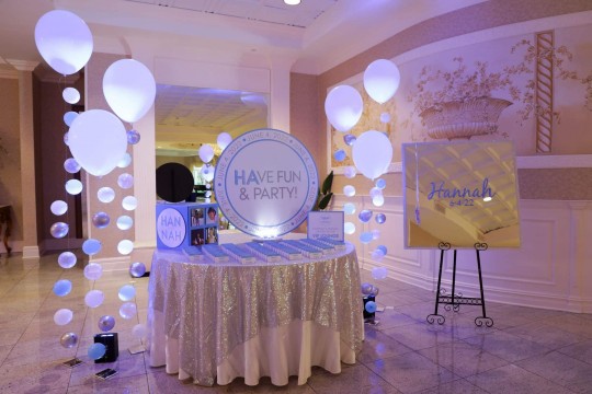 Bat Mitzvah Entrance Decor with LED Bubble Balloons at The Wilshire Grand