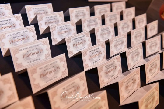 Hogwarts Ticket Place Cards for Harry Potter Themed Bat Mitzvah