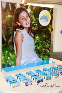 Beach Themed Seating Card Display with Blowup Photo & Custom Themed Place Cards