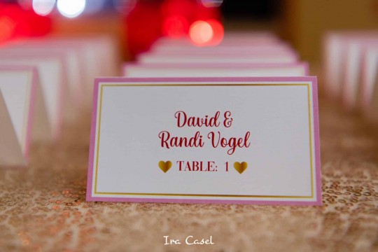 Custom Place Cards for Valentine Theme Bat Mitzvah Party