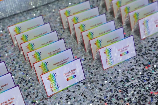 Rainbow Themed Place Cards with Custom Logo