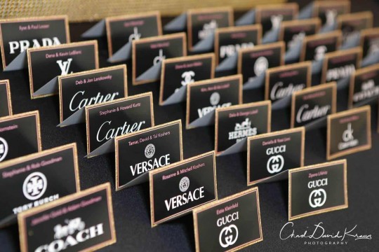 Fashion Themed Place Cards with Brand Logos