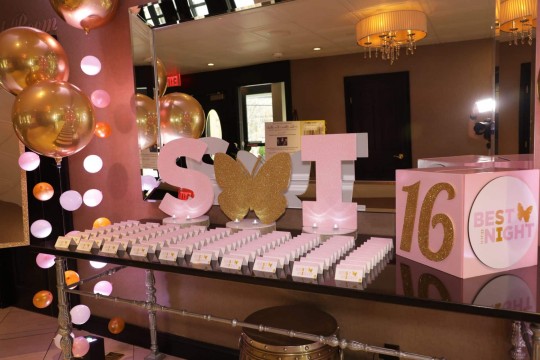 Sweet 16 Seating Card Display with Custom Logo Place Cards