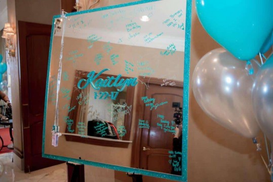 Mirror Sign in Board with Glittered Name, Date & Border