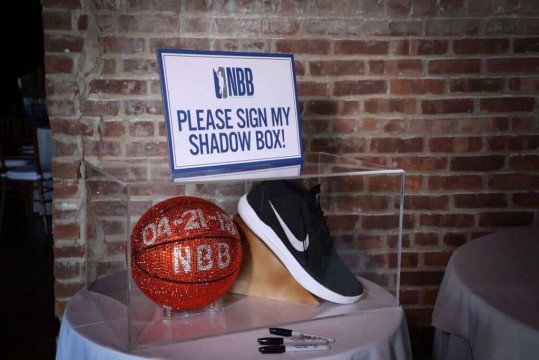 Basketball Themed Shadow Box Sign in Board with Bling Basketball & Sneaker