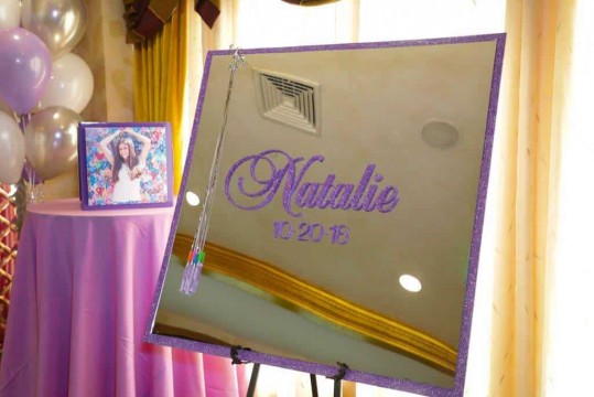 Mirror Sign in Board with Glittered Name & Border