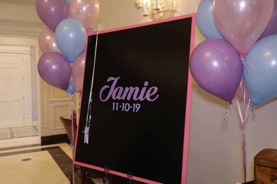 Bat Mitzvah Sign in Board with Glittered Name & Date