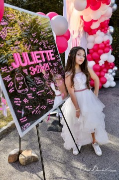 Mirror Sign in Board for Bat Mitzvah with Pink Glitter Name and Silver Glitter Border