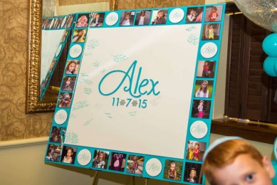 Photo Border Sign in Board with Custom Logo & Snowflakes