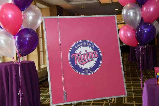 Custom Logo Sign in Board for Twin's Themed Bnot Mitzvah
