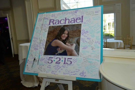 Bat Mitzvah Sign in Board with Blowup Photo & Glittered Name & Date
