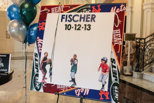 Sports Themed Sign in Board with Team Pennant Border & Cutout Photos