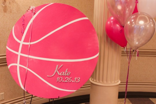Hot Pink Basketball Shaped Sign in Board