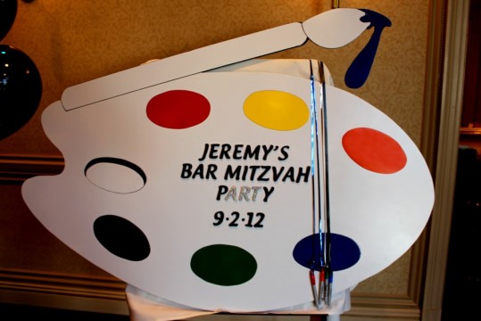 Paint Palette Shaped Sign in Board for Art Themed Bar Mitzvah