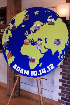 Travel Themed Bar Mitzvah with Globe Shaped Sign in Board & Photos