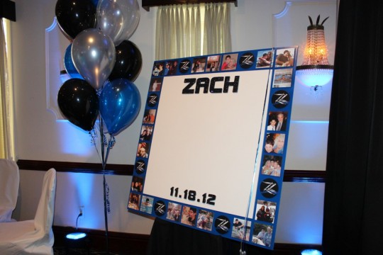 Bar Mitzvah Sign in Board with Photo Border & Balloon Trees