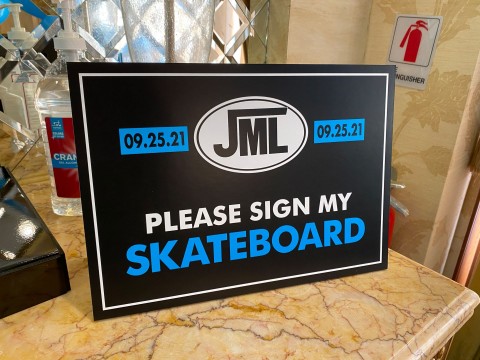 Custom "Sign in My Skateboard" Sign for Sign in Board table