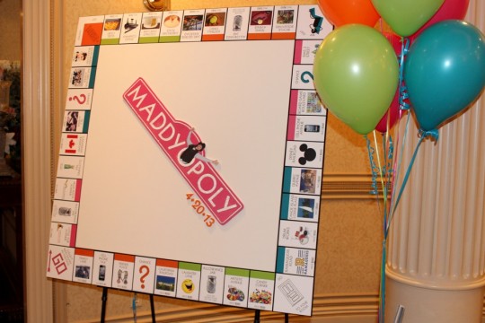 Monopoly Themed Bat Mitzvah with Custom Monopoly Game Sign in Board