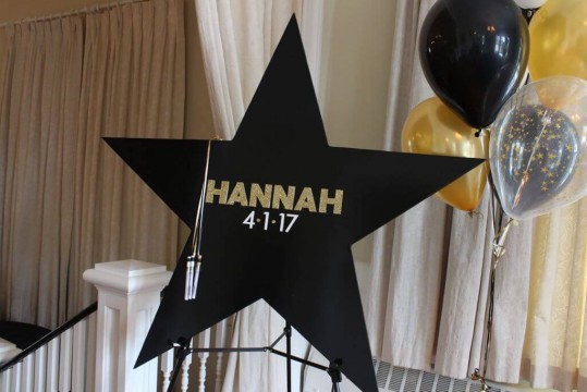 Star Shaped Sign in Board for Movie Themed Bat Mitzvah