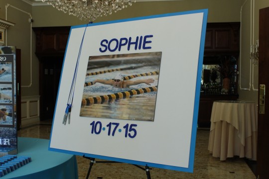 Swim Themed Sign in Board with Blowup Photo