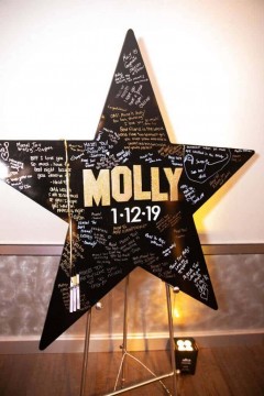 Star Shaped Sign in Board with Glittered Name & Date