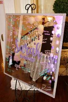 Mirror Sign in Board with Lavender Glitter Name & Date