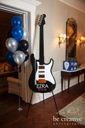 Guitar Shaped Sign in Board for Music Themed Bar Mitzvah