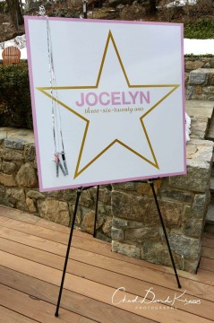 Custom Sign in Board with Vinyl Star, Name and Date for Bat Mitzvah