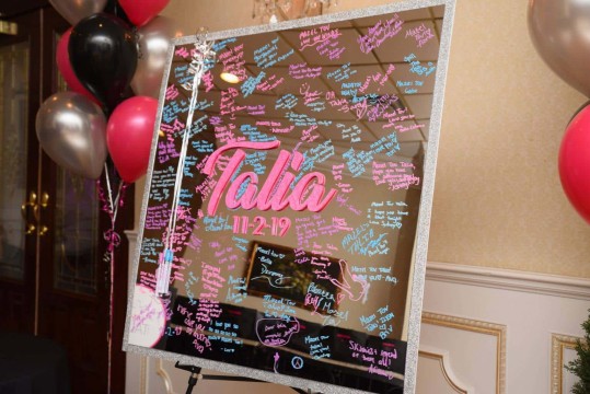 Bat Mitzvah Mirror Sign in Board with Glittered Name & Date