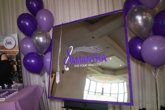 Mirror Sign in Board with Custom Music Themed Logo & Glittered Border
