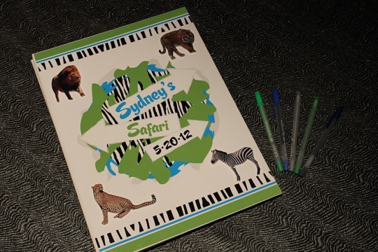 Safari Themed Custom Sign in Book with Logo & Animal Photos