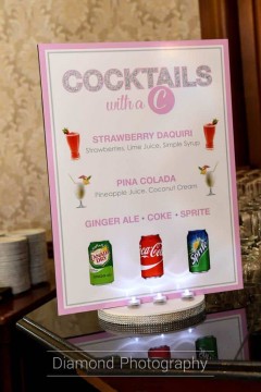 Custom Cocktails Sign with Logo for Bat Mitzvah