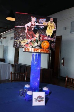 Basketball Themed Centerpiece with Blowup Stadium and Photo Cutouts
