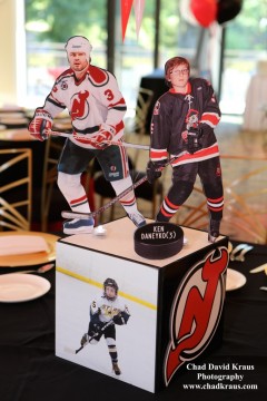 Hockey Themed Centerpiece with Cutout Player & Team Logo