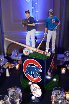 Baseball Themed Centerpiece with Team Logos & Cutout Toppers
