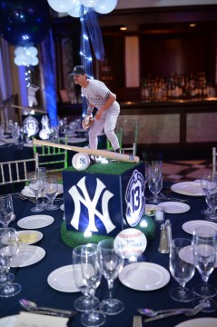 Yankees Themed Centerpiece with Custom Logo & Player Cutouts