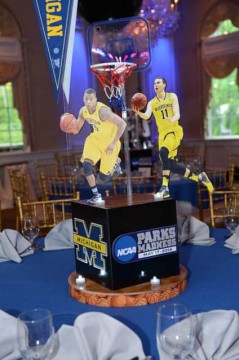 Basketball Themed Cube Centerpiece with Sports Logos & Cutout Players