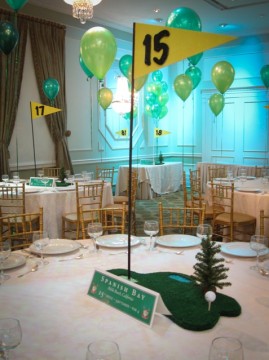 Golf Course Centerpiece with Flag Pennants