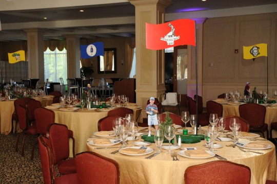 Golf Themed Centerpiece with Golf Course Logo Flags
