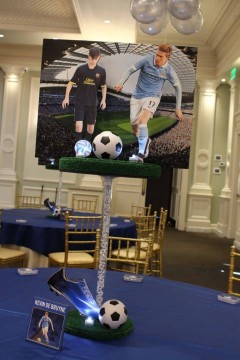 Soccer Themed Diorama Centerpiece with Stadium Background and Cutout Sports Figures