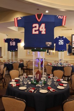 Football Sports Jersey Centerpieces with Sports Equipment