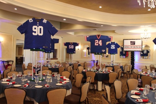 Giants Themed Bar Mitzvah with Sports Jersey Centerpieces & Sports Equipment