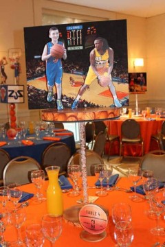 Basketball Themed Diorama Centerpiece with Stadium Background and Cutout Player & Photo