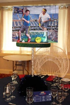 Tennis Themed Diorama Centerpiece with Stadium Background & Cutout Photos