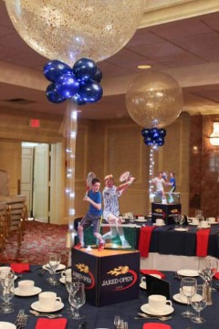 Tennis Themed Bar Mitzvah Centerpiece with Sparkle Balloons & Lights